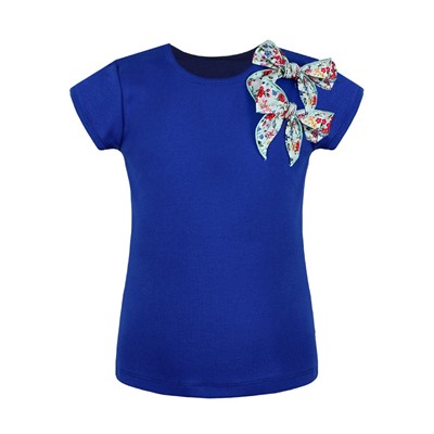 Синяя футболка(блузка) для девочки с бантами 79814-ДЛШ21