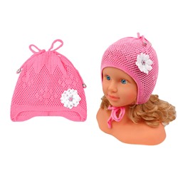26452-ПШ16, Ажурная розовая шапка для девочки 26452-ПШ16