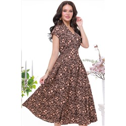 Платье коричневого цвета с цветочным принтом