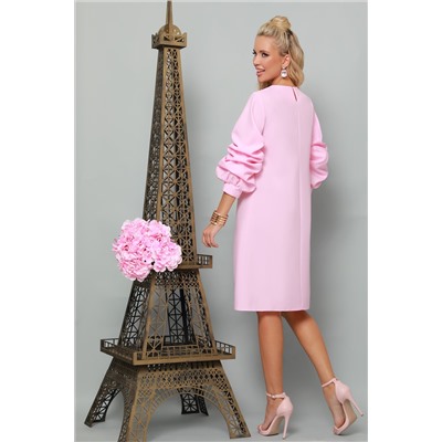 Платье розовое с пышными рукавами