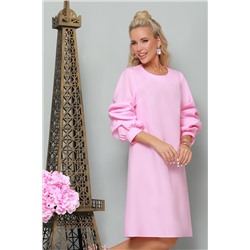 Платье розовое с пышными рукавами