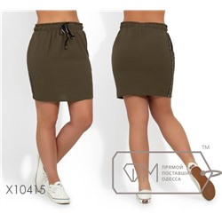 Короткая летняя юбка больших размеров из ткани креп-жоржет на резинке с кулиской и карманами X10415