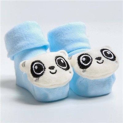 Новогодние носочки - погремушки на ножки «Панда», набор 2шт.