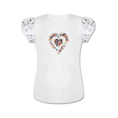 Белая футболка (блузка) для девочки 83774-ДНШ19