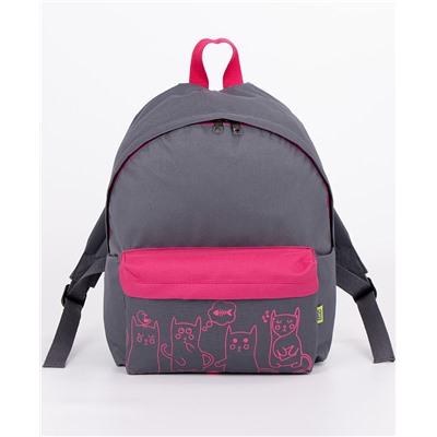 Рюкзак серо-розовый "Коты" 16192-ПР21