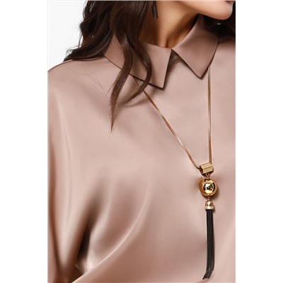 Блузка светло-коричневая с цельнокроеным рукавом