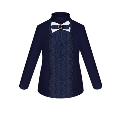 Синяя школьная блузка для девочки 82716-ДШ20